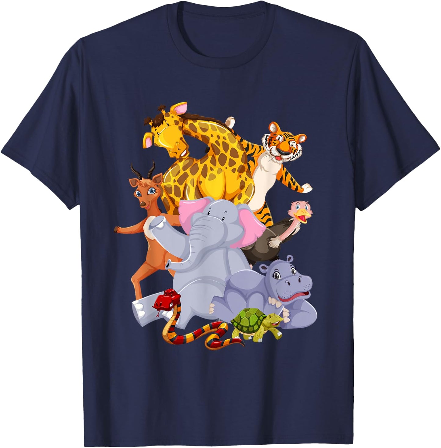 Zoo Animals Wildlife Birthday Party Zoo Day T-Shirt - T-Shirt | Navy