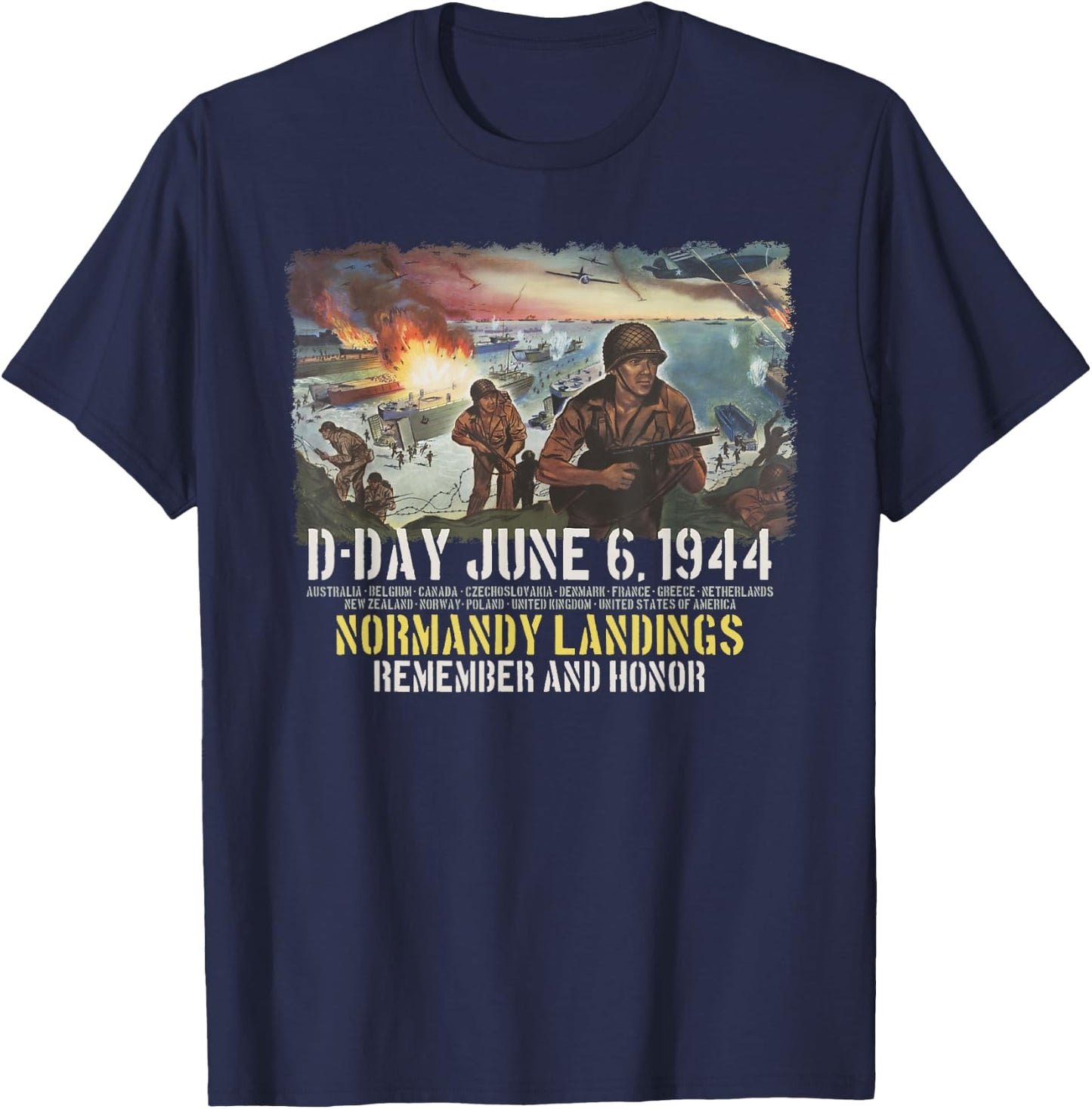 D-Day June 6, 1944 Normandy Landings Remember and Honor T-Shirt - T-Shirt | Navy