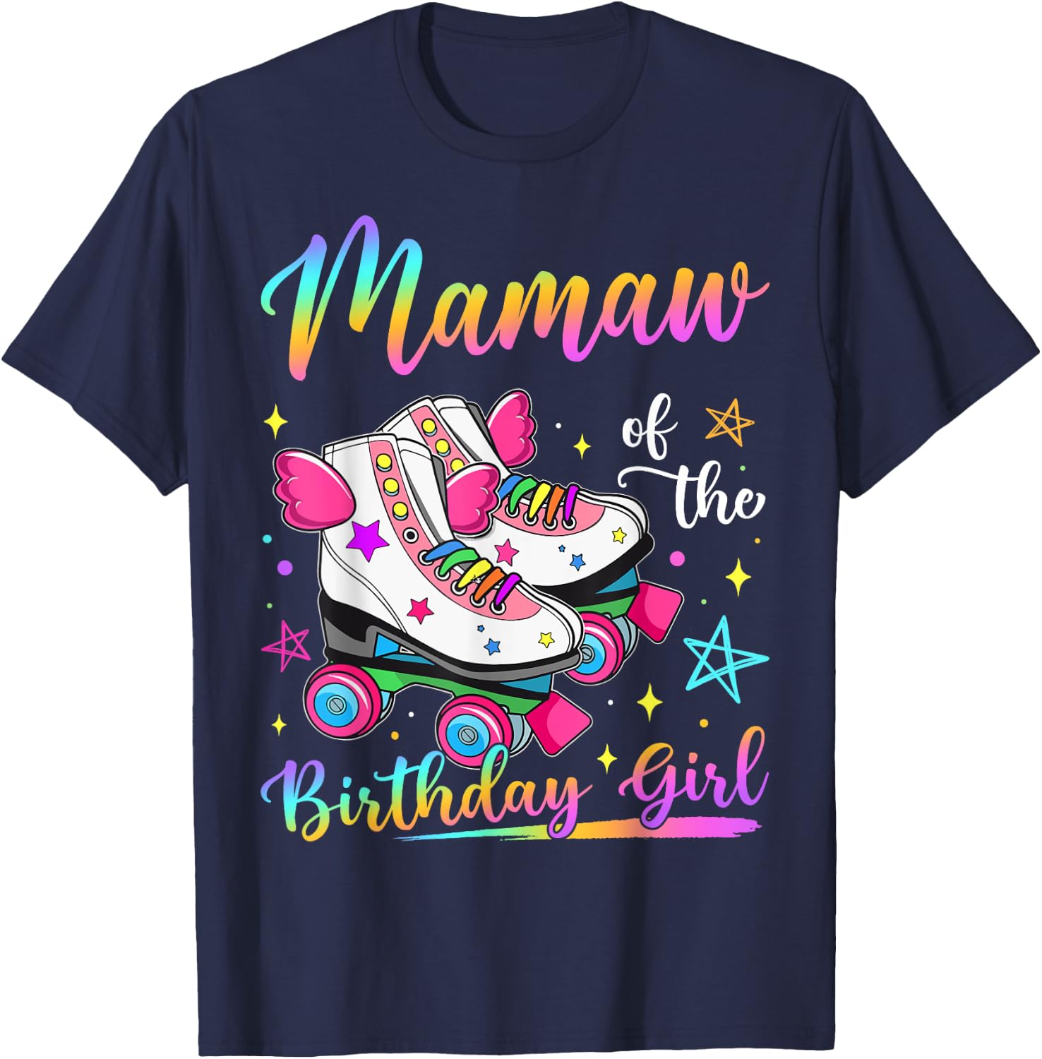 Mamaw Of The Birthday Girl Rolling Skate Family Matching T-Shirt - T-Shirt | Navy