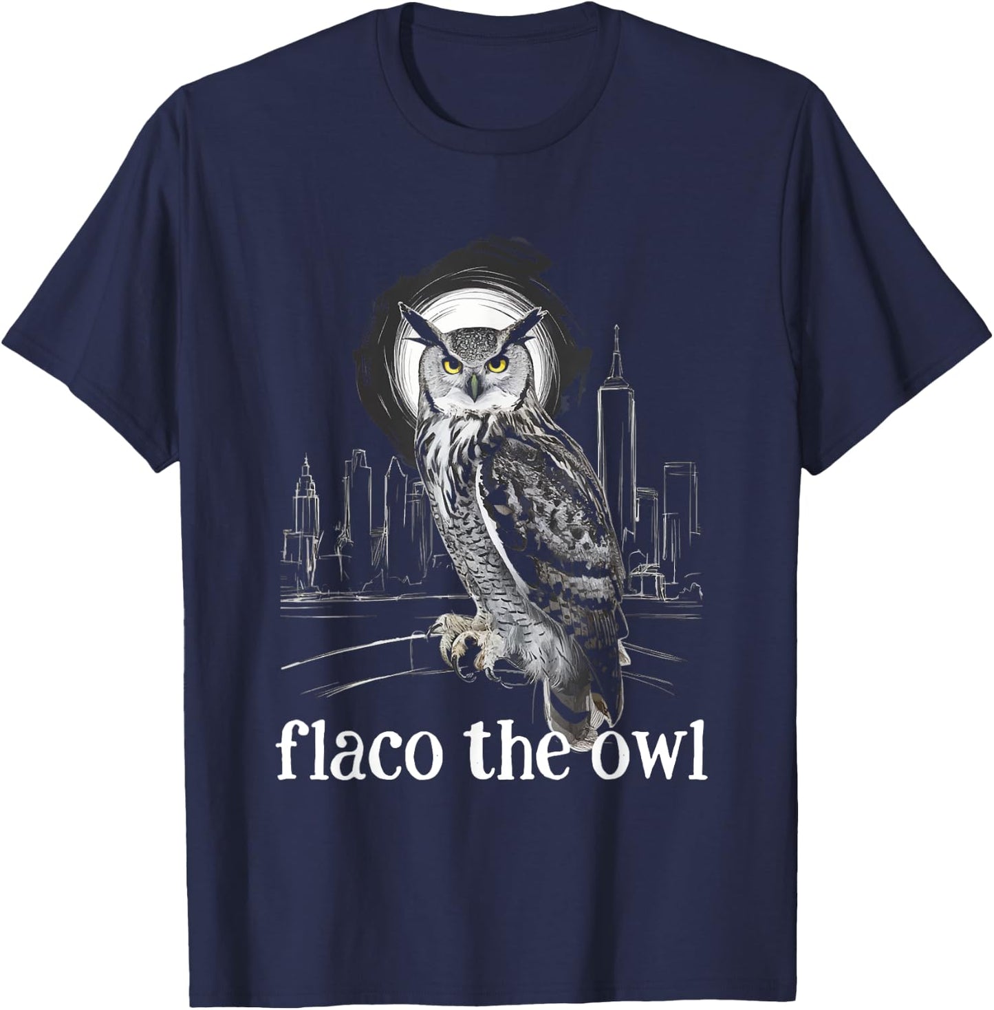 Flaco The Owl NYC New York Skyline Eurasian Eagle Owl T-Shirt - T-Shirt | Navy