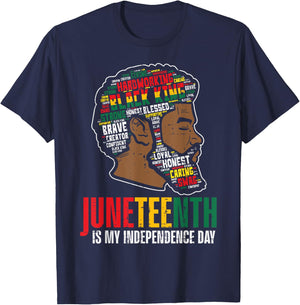 Juneteenth My Independence Day African Black King Dad Men T-Shirt - T-Shirt | Navy