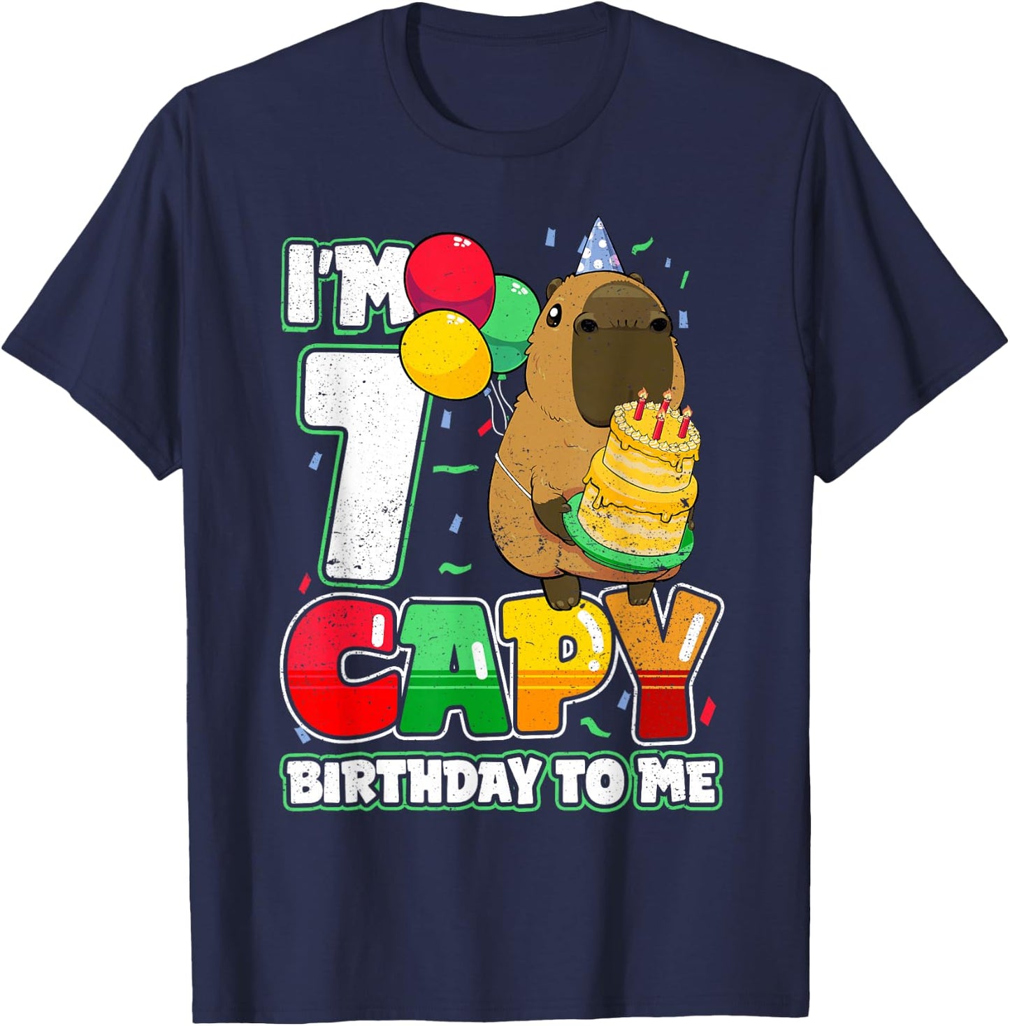 7 Years Old Capy Birthday to me 7th Birthday Capybara T-Shirt - T-Shirt | Navy