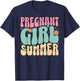 Groovy Pregnancy Reveal Pregnant Girl Summer Baby Shower T-Shirt - T-Shirt | Navy