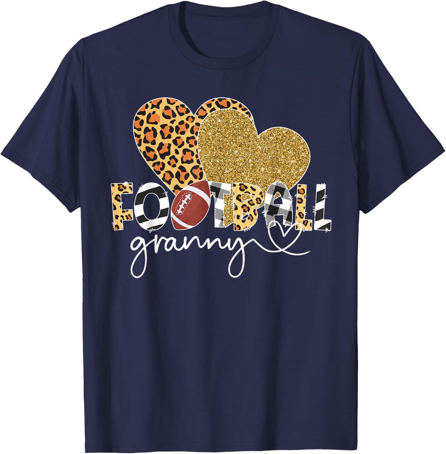 Football Granny Heart Grandma Granny Of A Football Player T-Shirt - T-Shirt | Navy