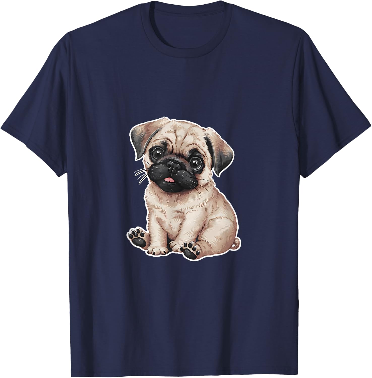 Cute Pug Puppy T-Shirt - T-Shirt | Navy