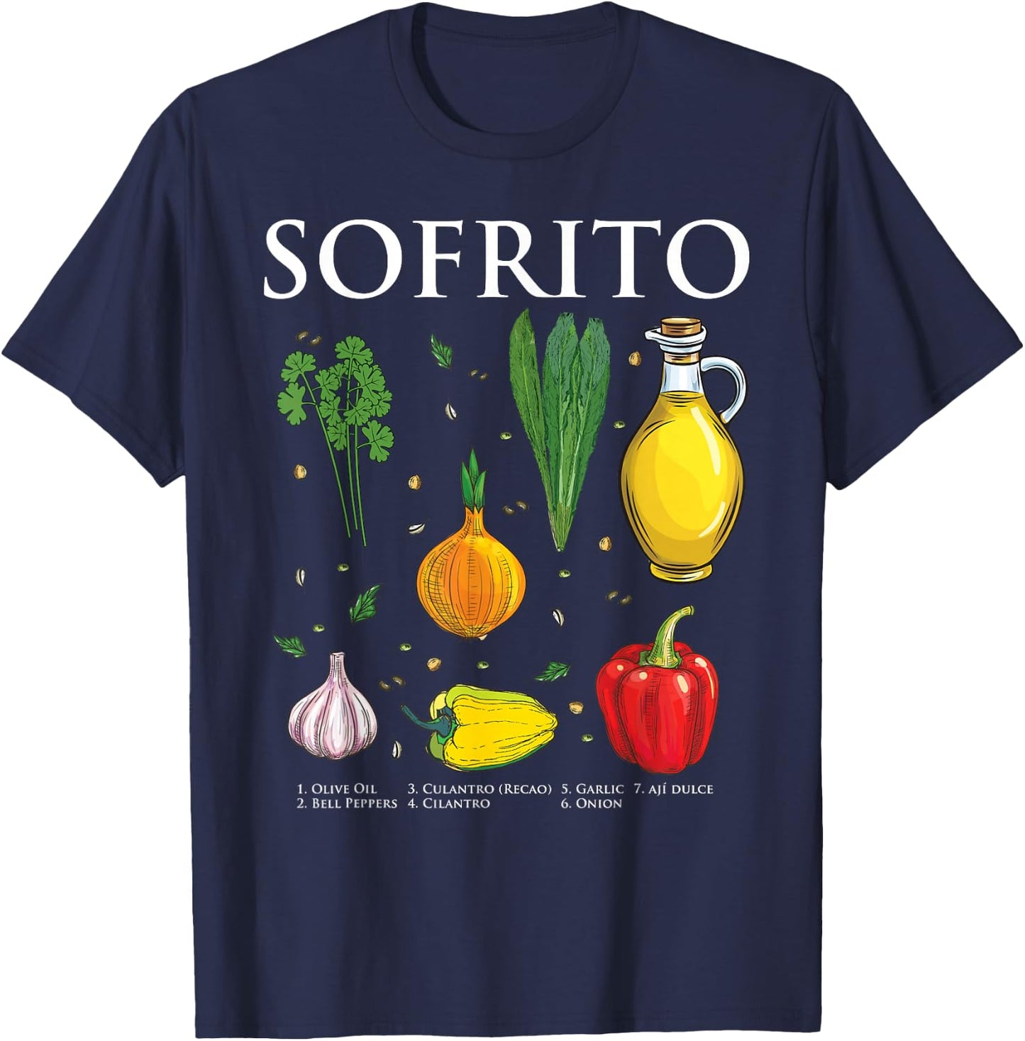 Puerto Rican Sofrito Ingredients T-Shirt - T-Shirt | Navy