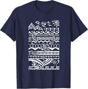Polynesia Tribal Hawaiian Maori Sun Sea Turtle Animal T-Shirt - T-Shirt | Navy