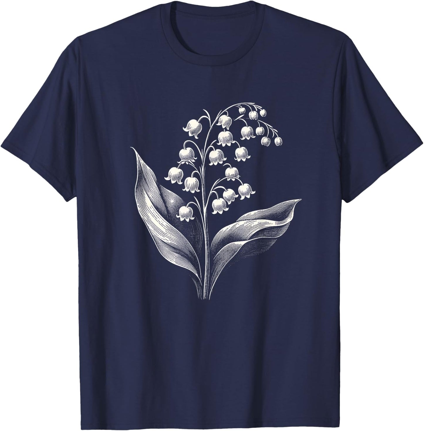 Lily Of The Valley Spring Flower Art Design T-Shirt - T-Shirt | Navy