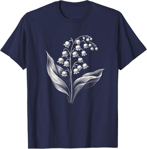 Lily Of The Valley Spring Flower Art Design T-Shirt - T-Shirt | Navy