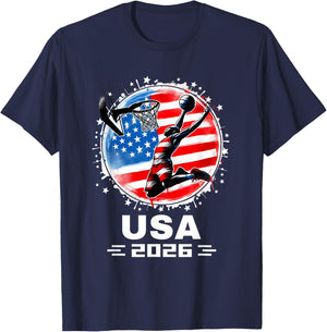 Basketball USA Go USA Team USA Flag 2026 Basketball T-Shirt - T-Shirt | Navy