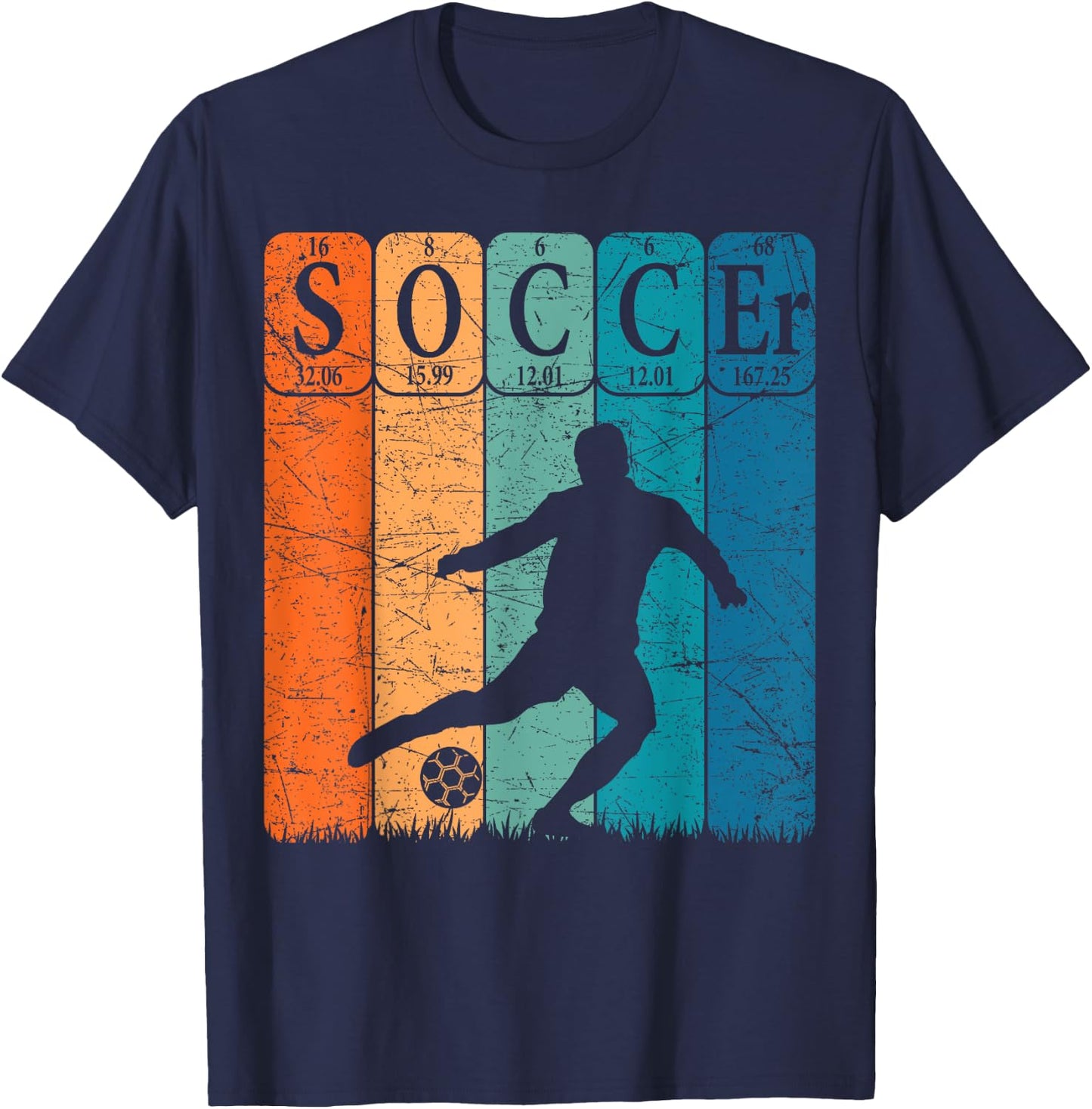 Soccer Periodic Table Elements Soccer Player Nerd Vintage T-Shirt - T-Shirt | Navy