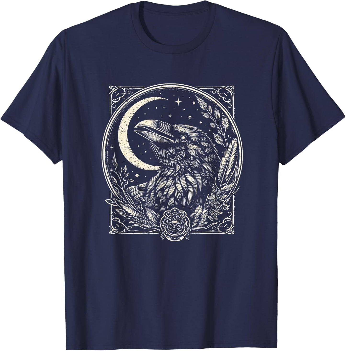 Raven Face Art Crow Design And Men T-Shirt - T-Shirt | Navy