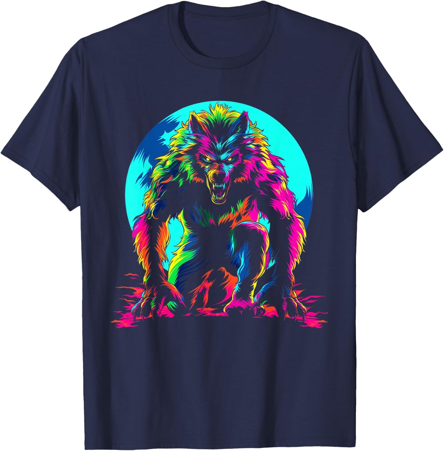 Werewolf Wolf Moon Popart T-Shirt - T-Shirt | Navy