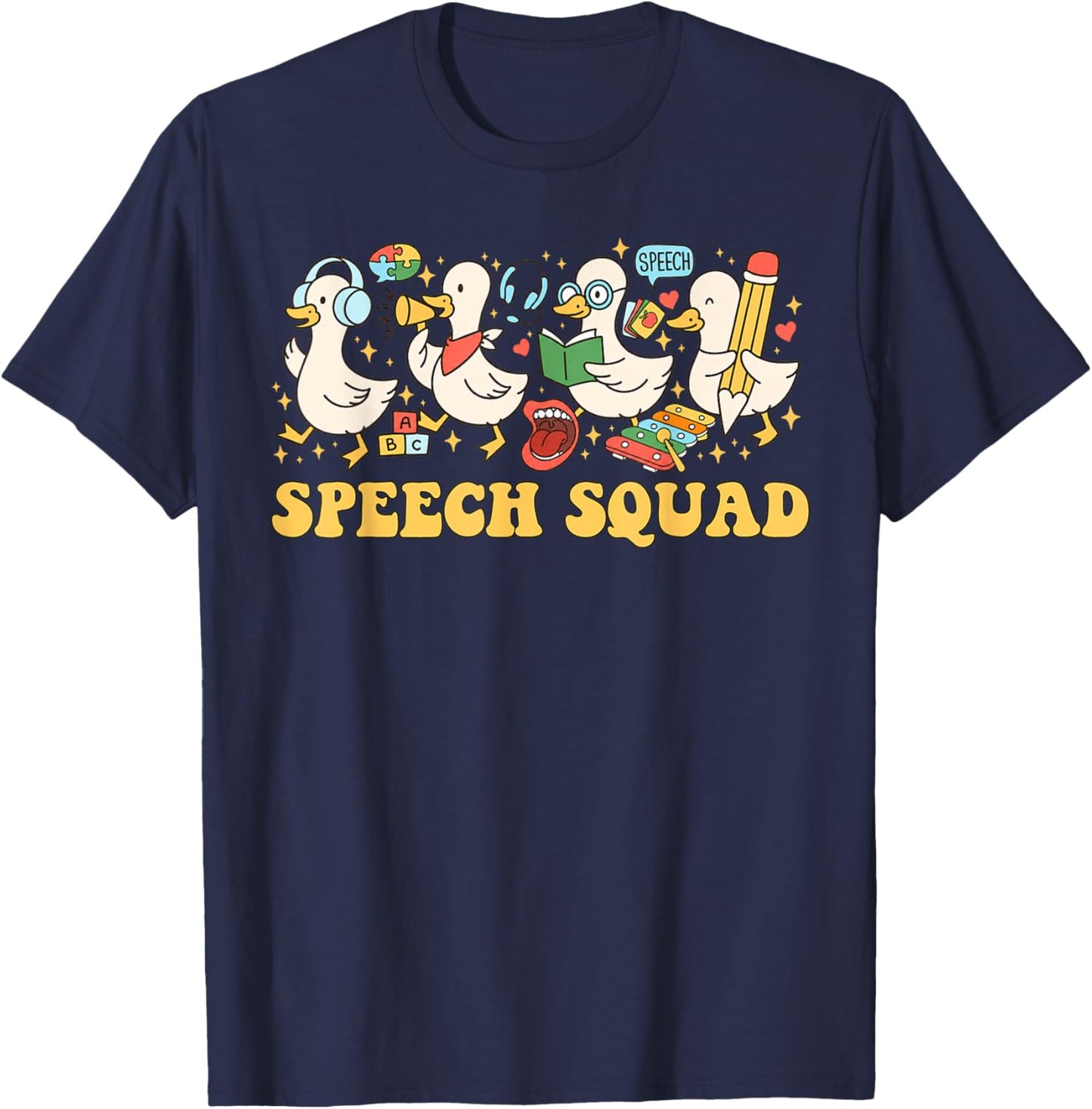 Speech Therapy Squad Silly Goose Language Pathologist T-Shirt - T-Shirt | Navy