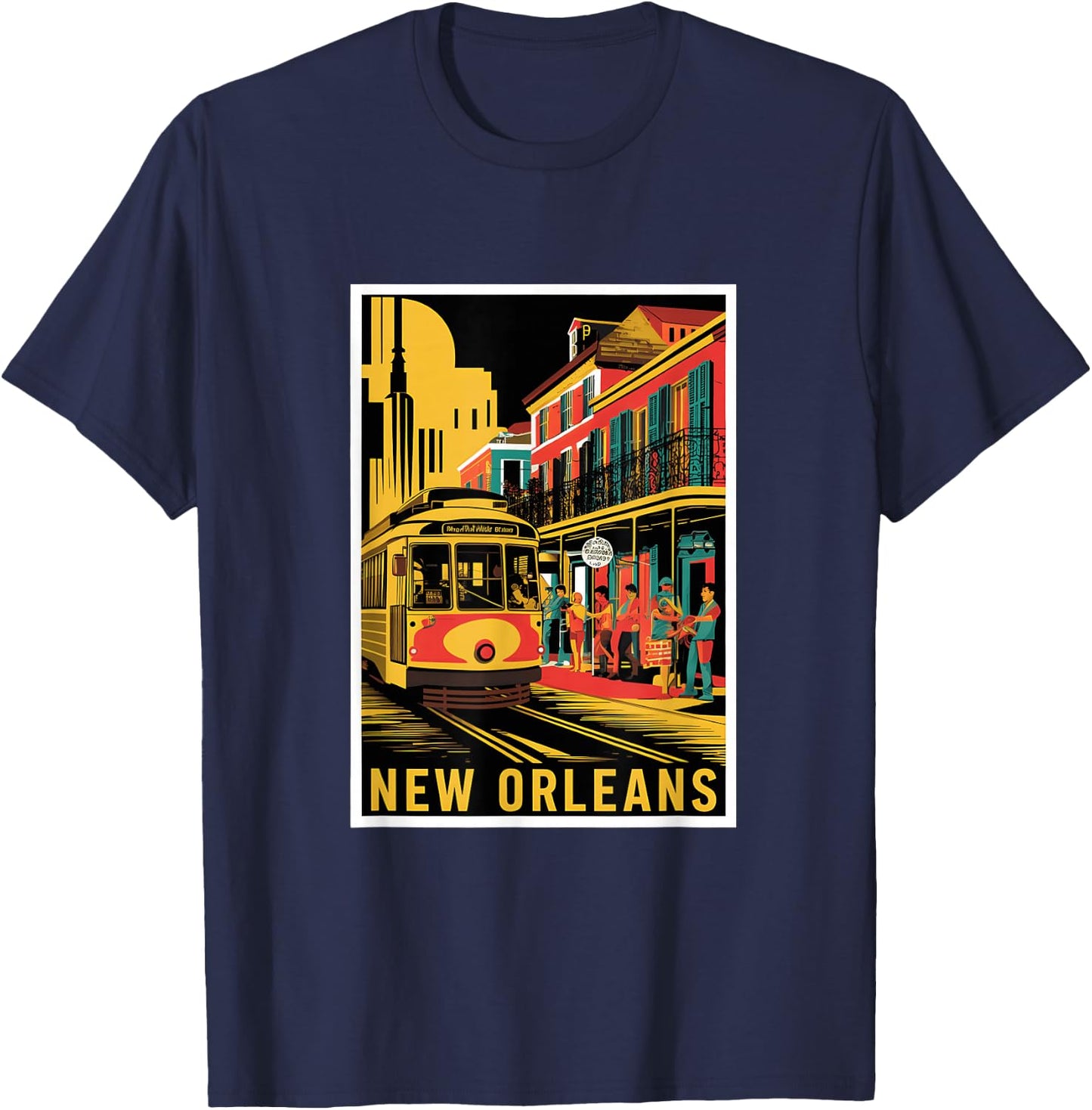 New Orleans Streetcar Retro Vintage Travel Design T-Shirt - T-Shirt | Navy
