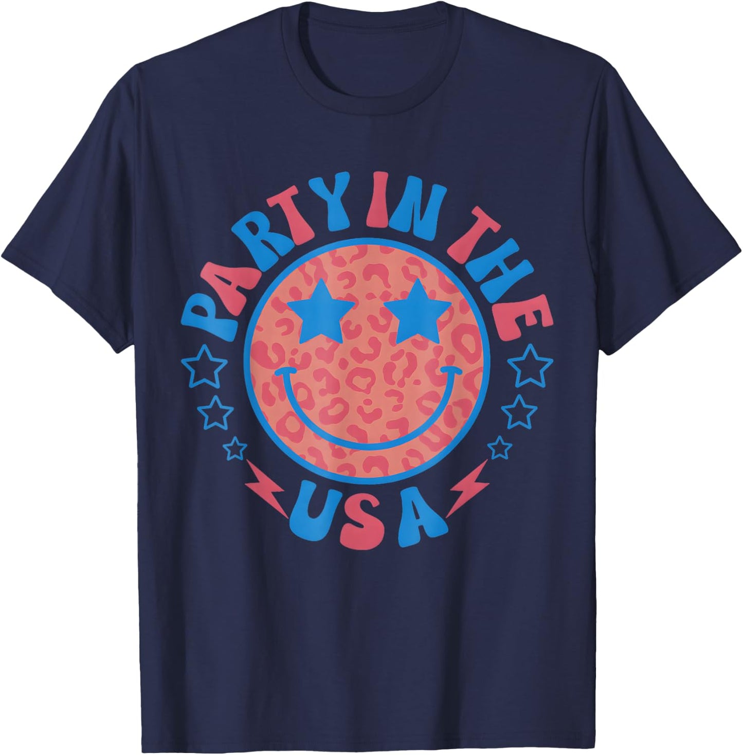 Party in the USA 4th of July Preppy Smile T-Shirt - T-Shirt | Navy