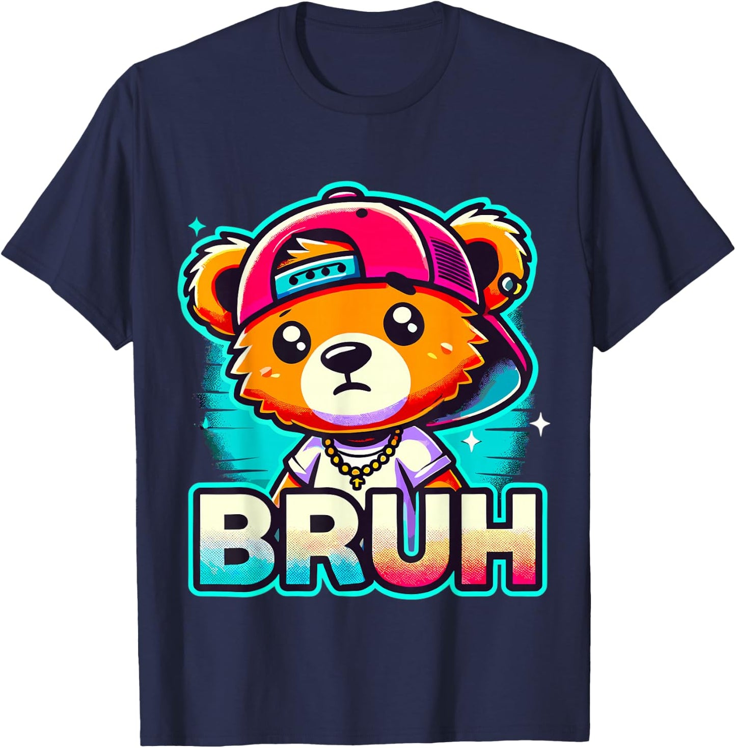 Hip Hop Teddy Bear Bruh T-Shirt - T-Shirt | Navy