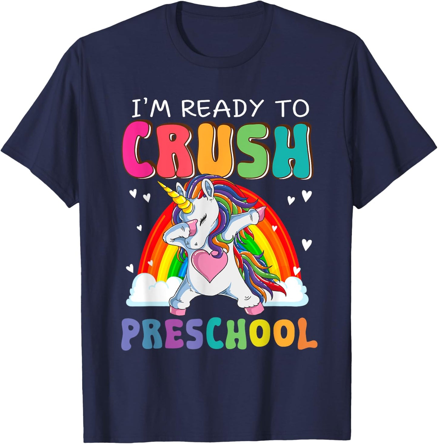 Crush Preschool Dabbing Unicorn First Day Of School Girl Kid T-Shirt - T-Shirt | Navy