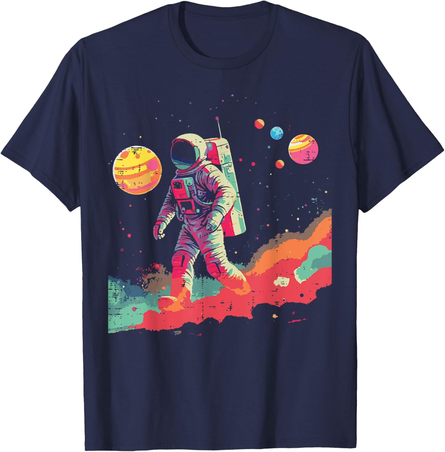 Astronaut Abstract Art Space Galaxy Paint Men Women Boy Kids T-Shirt - T-Shirt | Navy