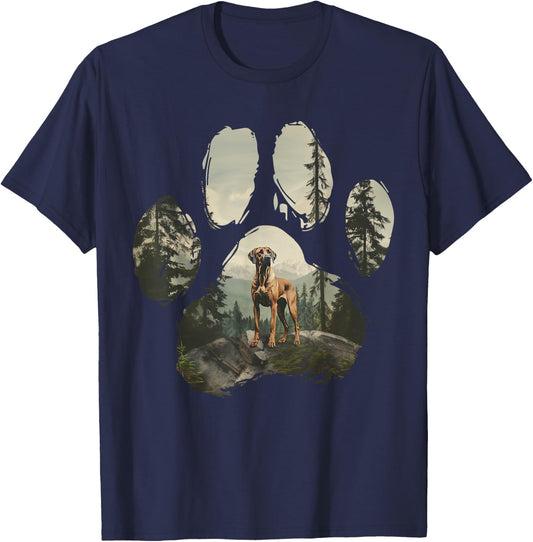 Rhodesian Ridgeback Mountain Paw Design Dog Mom Dad T-Shirt - T-Shirt | Navy