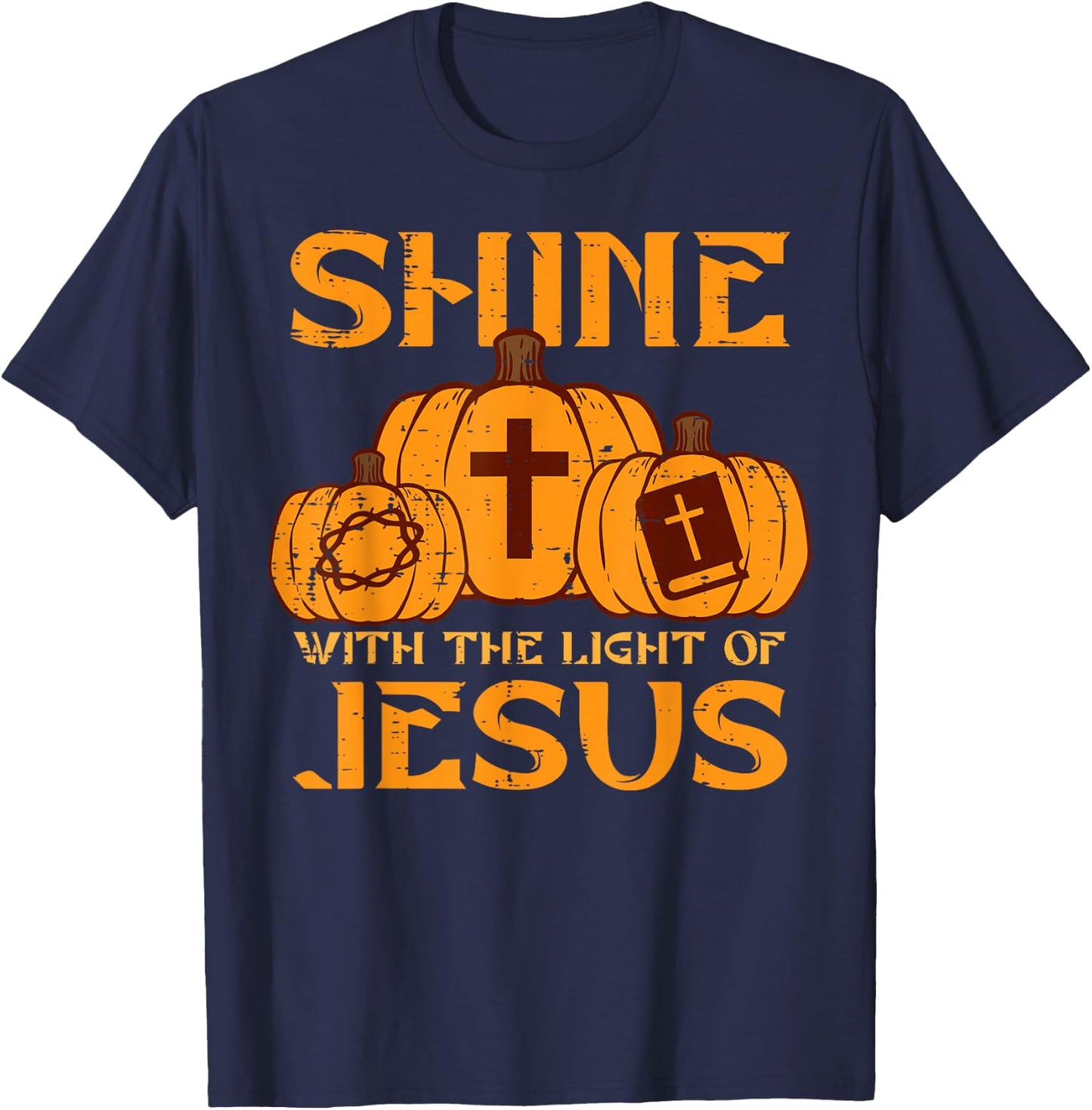 Halloween Shine With Light Jesus Christian Men Women Kids T-Shirt - T-Shirt | Navy
