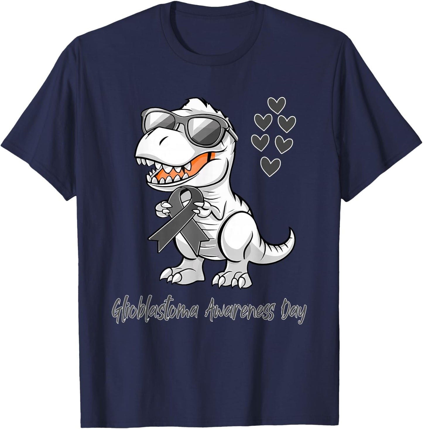 T-rex Dinosaur Glioblastoma Awareness Day Dino kids Toddlers T-Shirt - T-Shirt | Navy