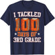 I Tackled 100 Days Of 3rd Grade Football 100 Days Of School T-Shirt - T-Shirt | Navy