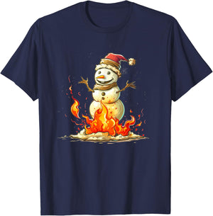 Funny burning Snowman Outfit for Adults and Kids T-Shirt - T-Shirt | Navy