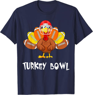 Funny Turkey American Football Bowl Thanksgiving T-Shirt - T-Shirt | Navy