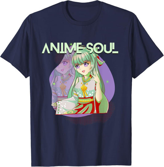 Anime Soul, Anime Girl In Kimono, Anime Fan, Anime T-Shirt - T-Shirt | Navy
