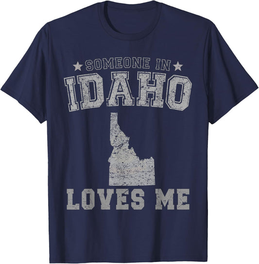 Someone In Idaho Loves Me Heart Vintage State T-Shirt - T-Shirt | Navy