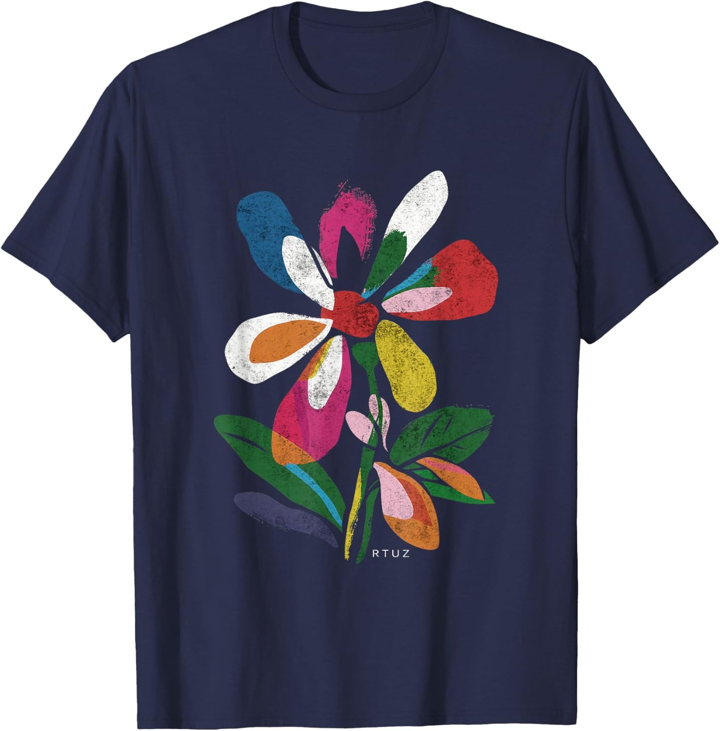 Boho Style Floral Pastel Design Flowers Hipster Streetwear T-Shirt - T-Shirt | Navy