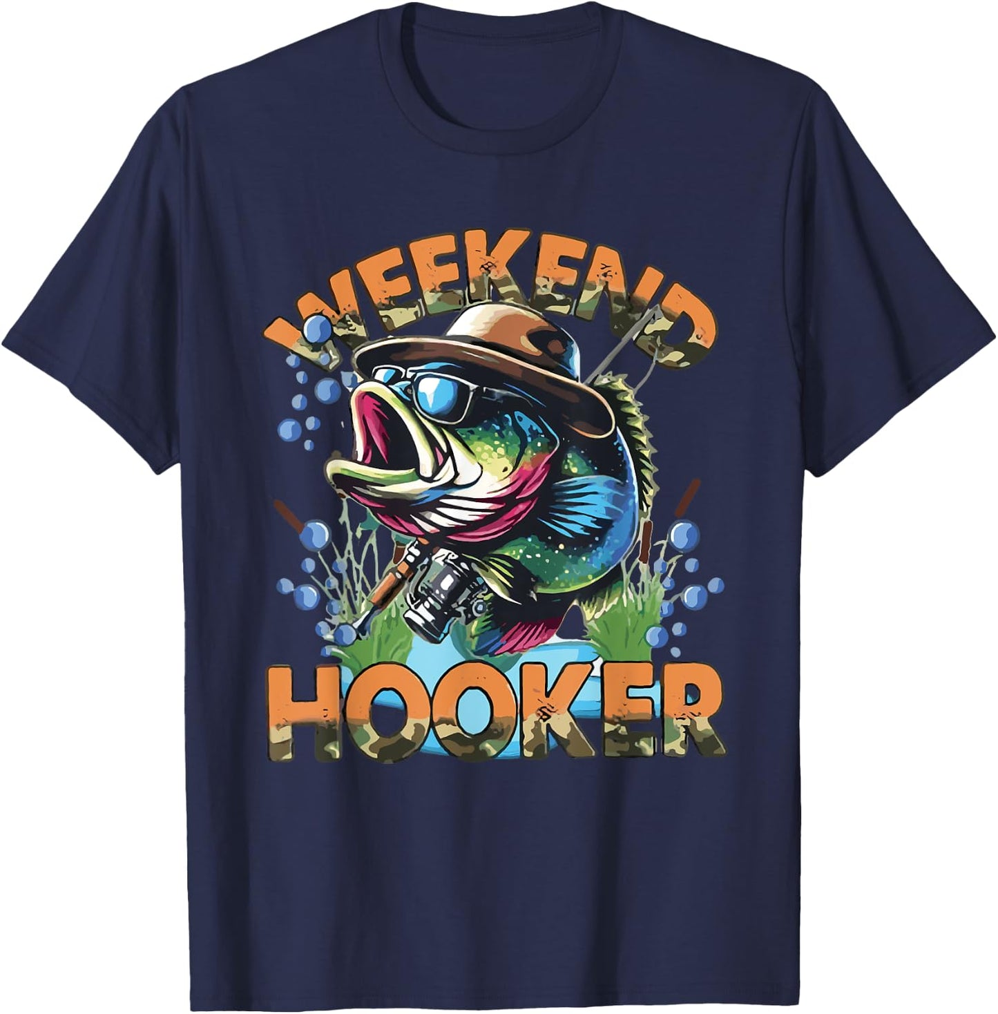 Weekend Hooker Colorful Fishing T-Shirt - T-Shirt | Navy