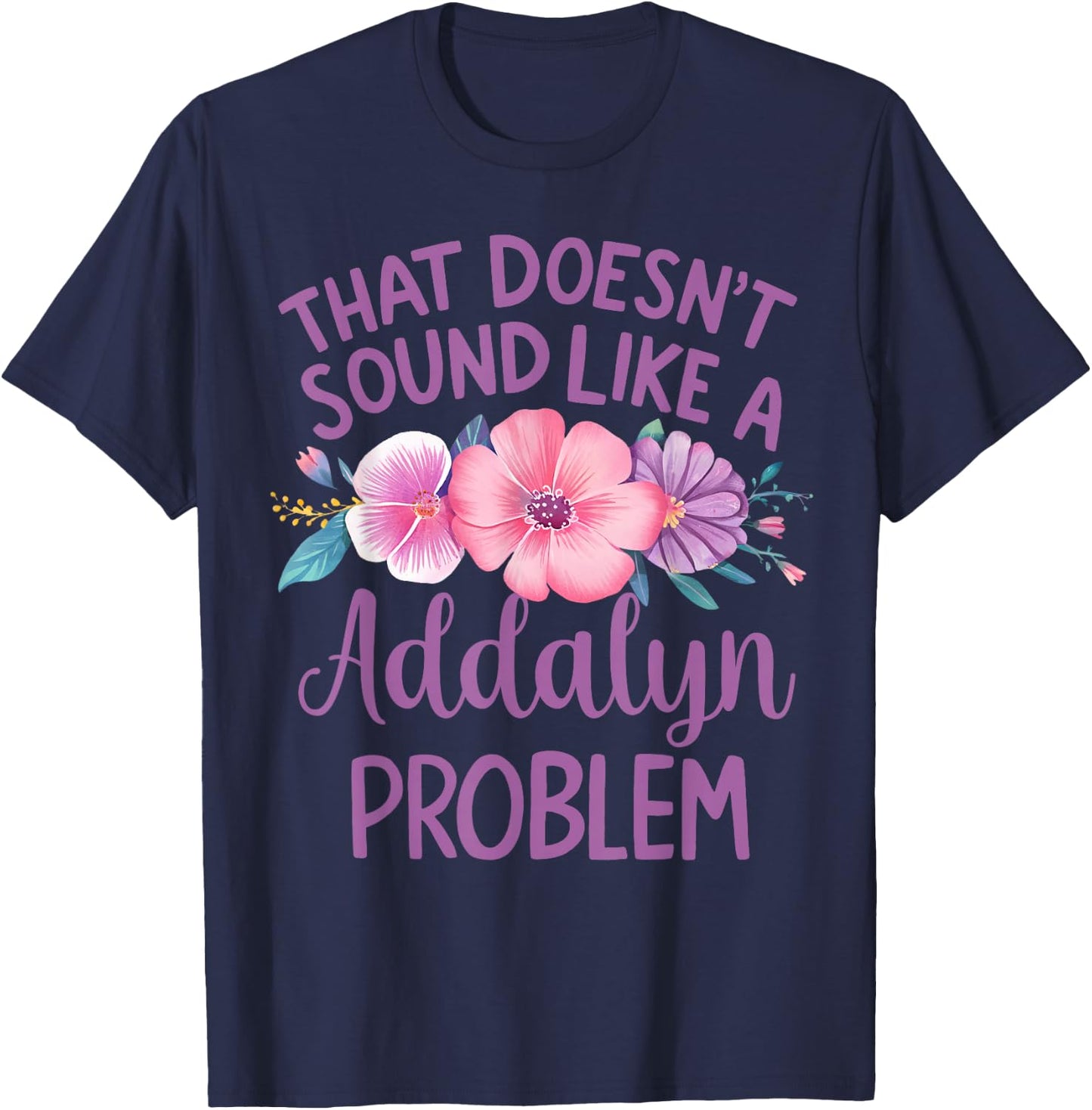 Addalyn Personalized Cute Flower Girls Addalyn Name T-Shirt - T-Shirt | Navy