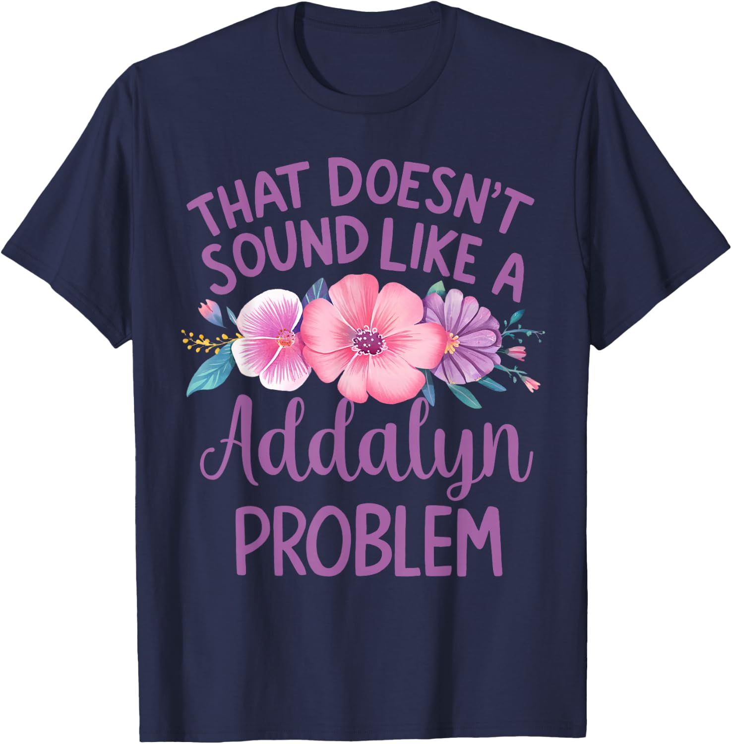 Addalyn Personalized Cute Flower Girls Addalyn Name T-Shirt - T-Shirt | Navy