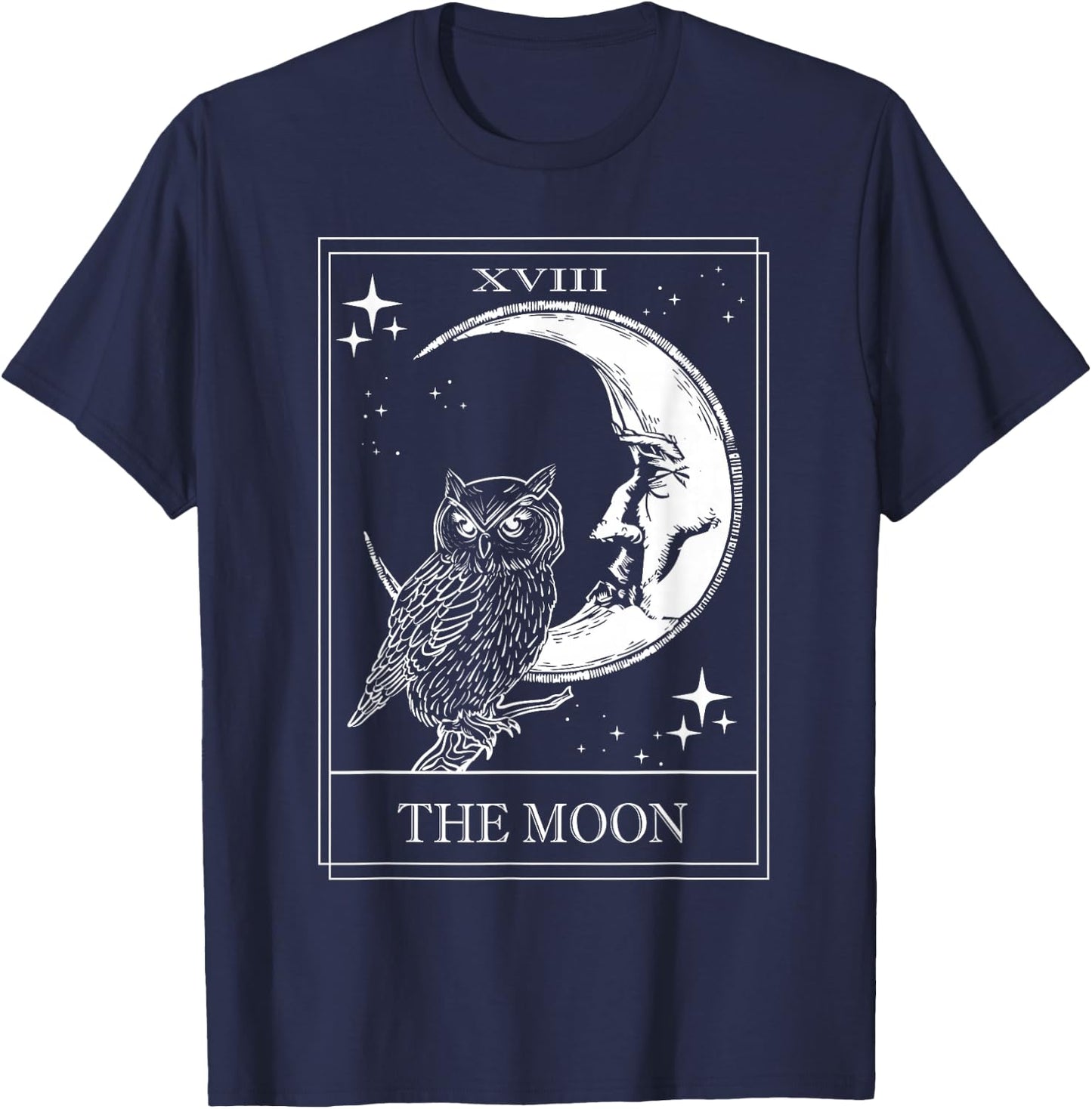 Goth Tarot Card crescent moon XVIII 18 with Owl T-Shirt - T-Shirt | Navy