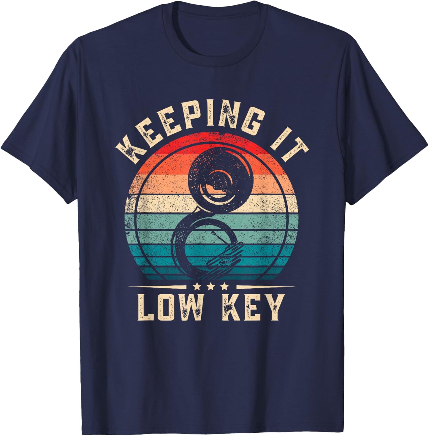 Keeping It Low Key Funny Sousaphone T-Shirt - T-Shirt | Navy