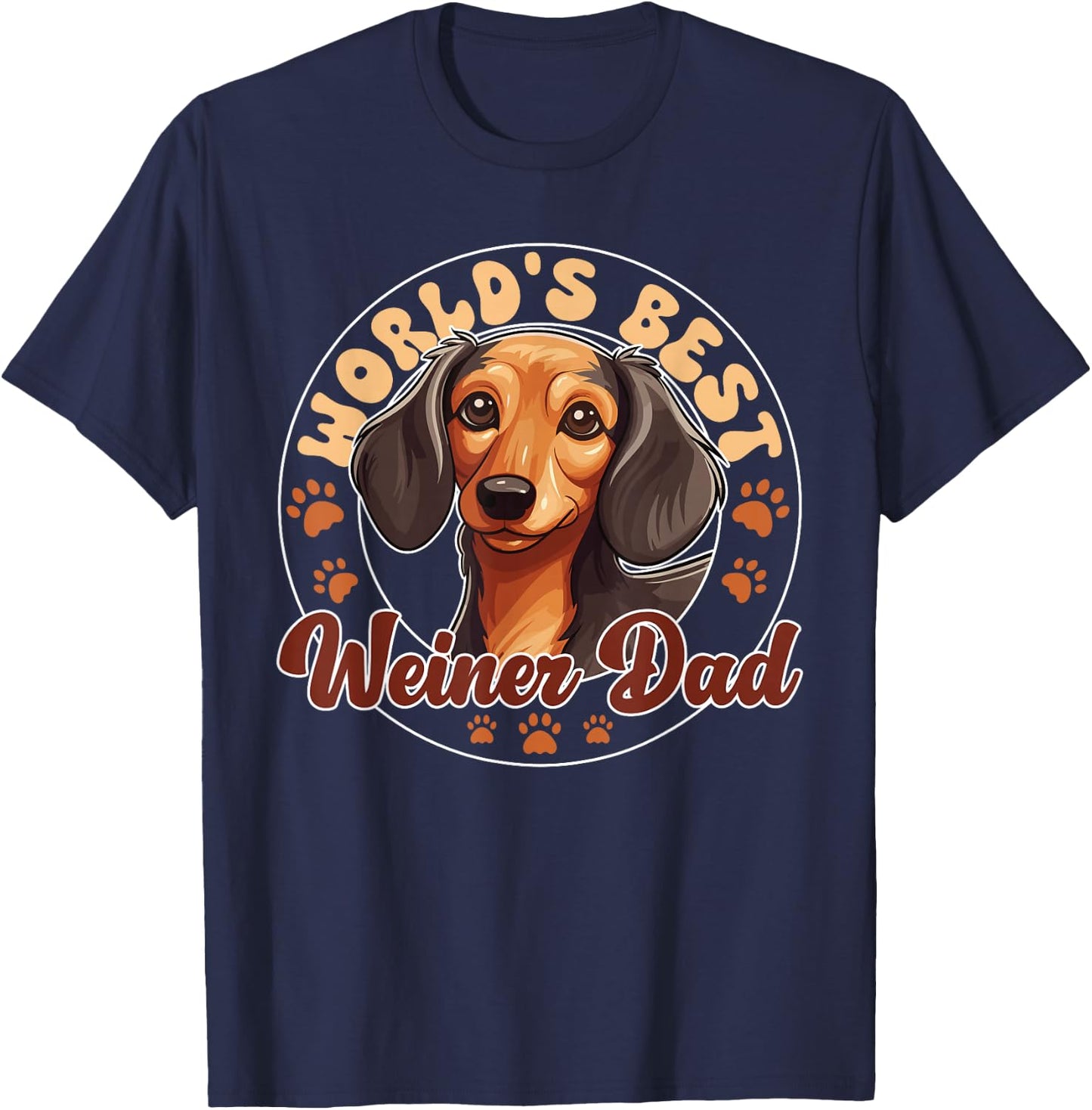 Dachshund Dog World's Best Weiner Dad Men Women Girls Kids T-Shirt - T-Shirt | Navy