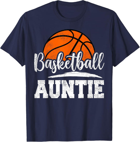 Basketball Auntie Basketball Player Game Day Mother's Day T-Shirt - T-Shirt | Navy