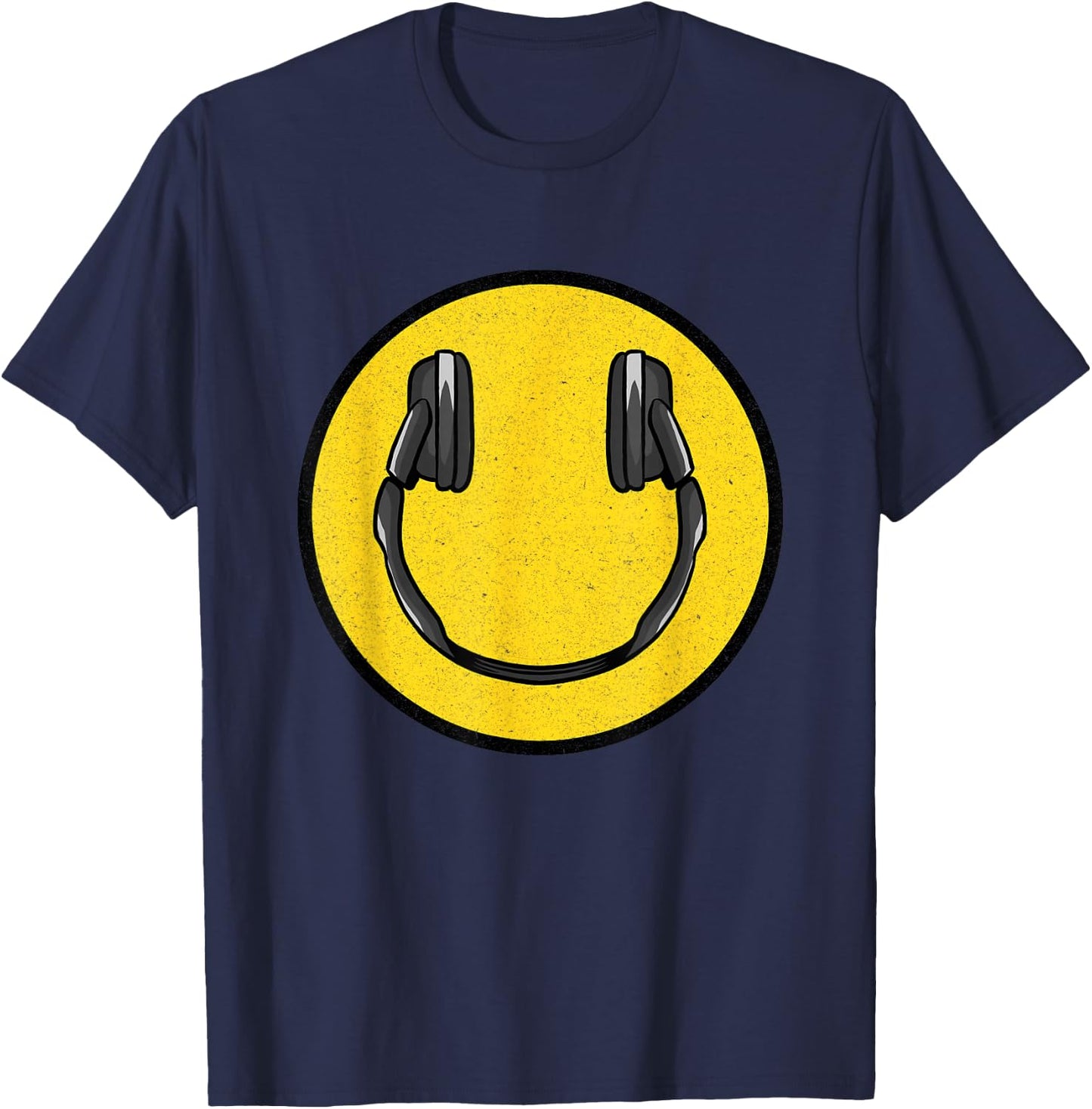 Love The 90's Retro Vintage Headphones Smile Grunge Music DJ T-Shirt - T-Shirt | Navy