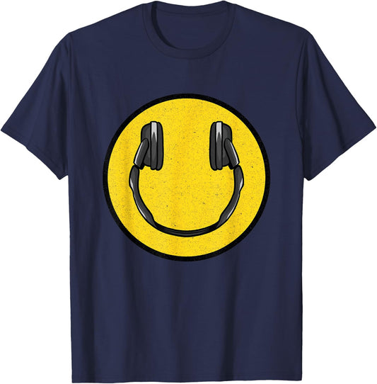 Love The 90's Retro Vintage Headphones Smile Grunge Music DJ T-Shirt - T-Shirt | Navy
