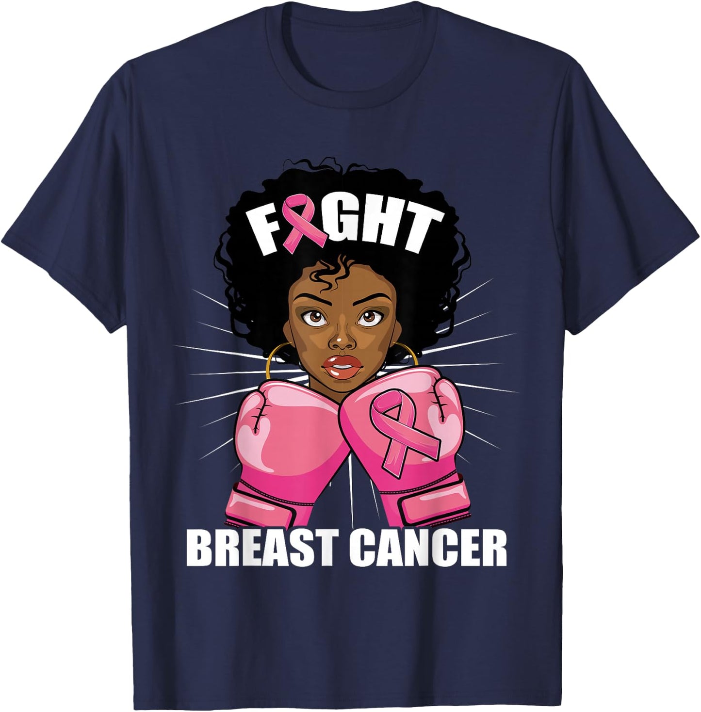 Breast Cancer Black Women, African American Fight Cancer T-Shirt - T-Shirt | Navy