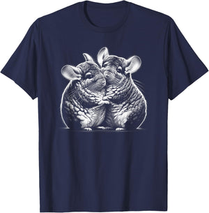 Two cute chinchillas cuddling as a symbol of love T-Shirt - T-Shirt | Navy