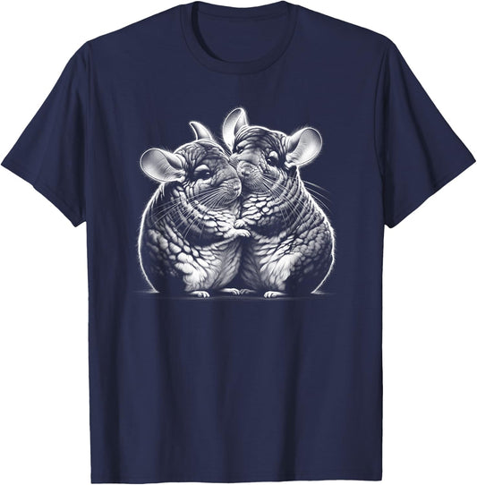 Two cute chinchillas cuddling as a symbol of love T-Shirt - T-Shirt | Navy
