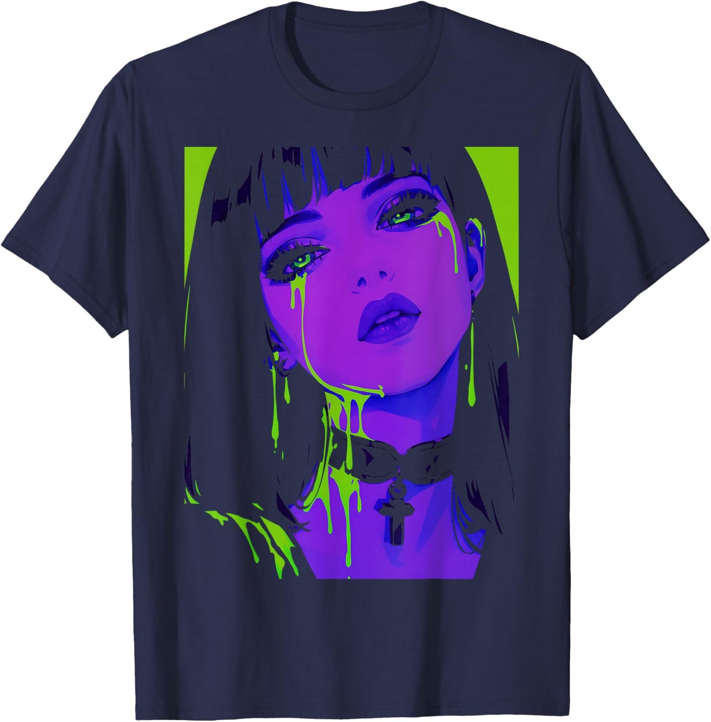Cybergoth Cybercore Grunge Punk Goth Girl Alt Anime Manga T-Shirt - T-Shirt | Navy