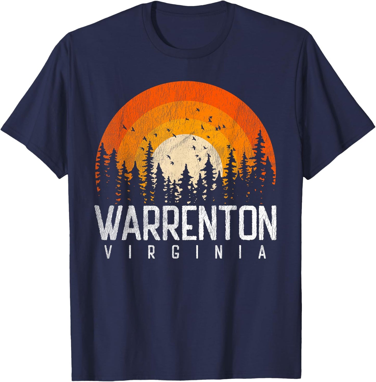 Warrenton Virginia VA Shirt Vintage 70s 80s 90s Retro Gift T-Shirt - T-Shirt | Navy