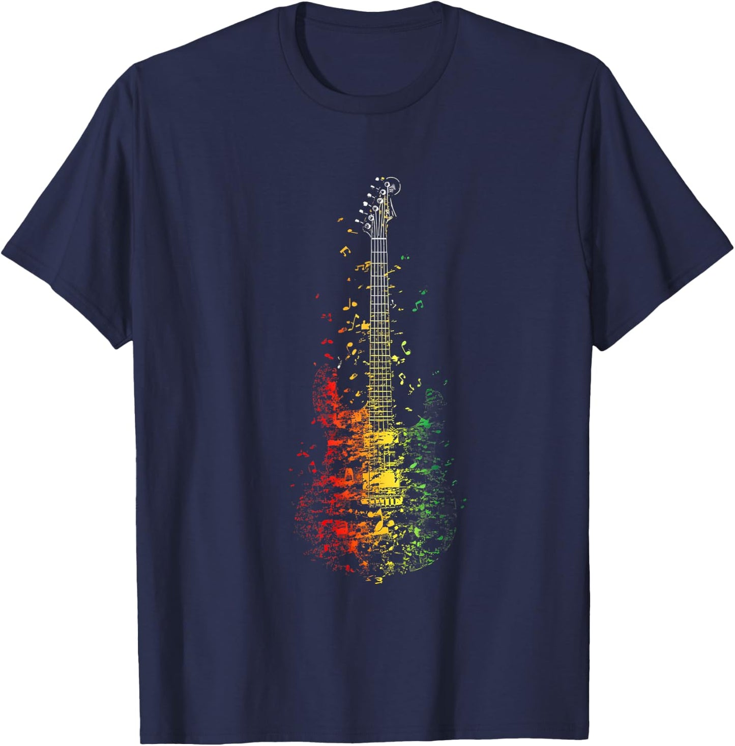 Reggae Music Guitar Rastafarian Roots Jamaican Rasta T-Shirt - T-Shirt | Navy