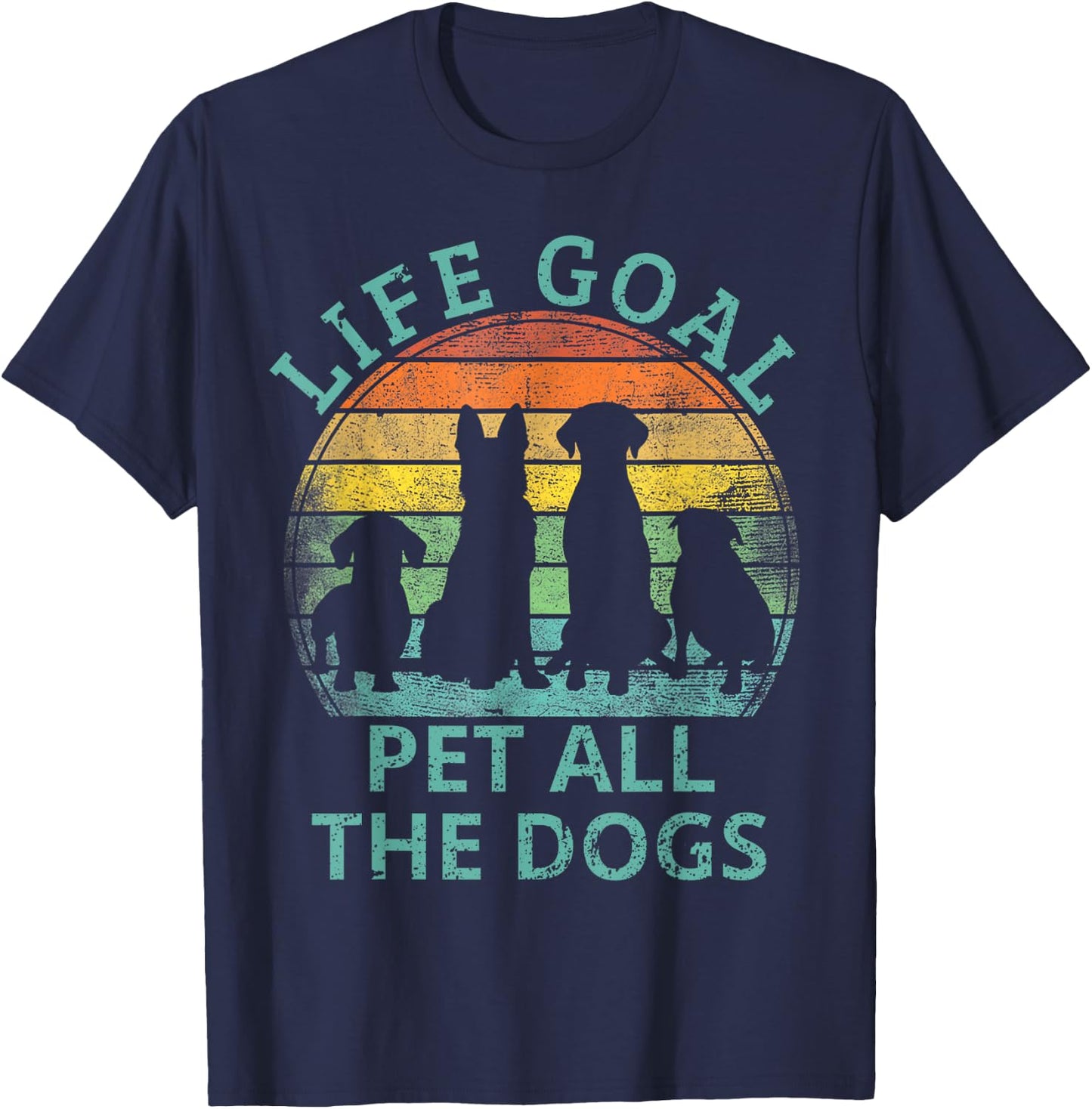 Life Goal Pet All The Dogs Shirt Kids Dog Lover T-Shirt - T-Shirt | Navy