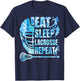 Boys Lacrosse-Shirt Men Funny Lax Eat Sleep Lacrosse Repeat T-Shirt - T-Shirt | Navy