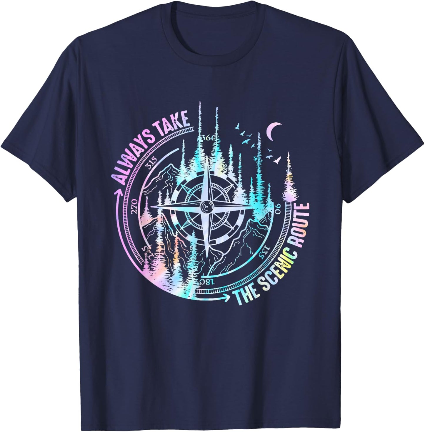 Always Take The Scenic Hiking Route Hiker Camping Outdoor T-Shirt - T-Shirt | Navy